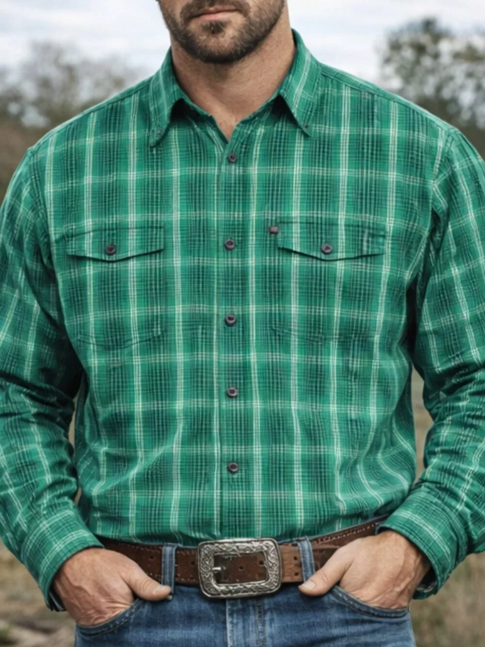 Polo Jeans Co Ralph Lauren Men’s Plaid Button Shirt XL Cowboy Western